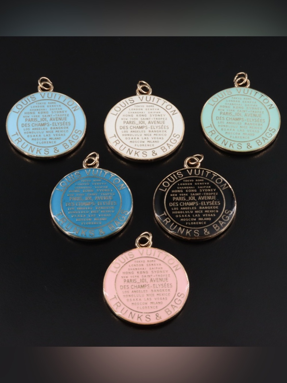LV Trunks & Bags Round Enamel Charm Zipper Pull - Pink or Vibrant Blue!